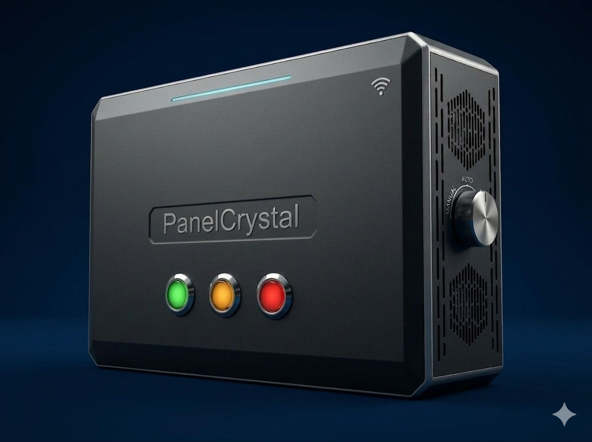 PanelCrystal automated pressure-cleaning system installed on a solar panel array